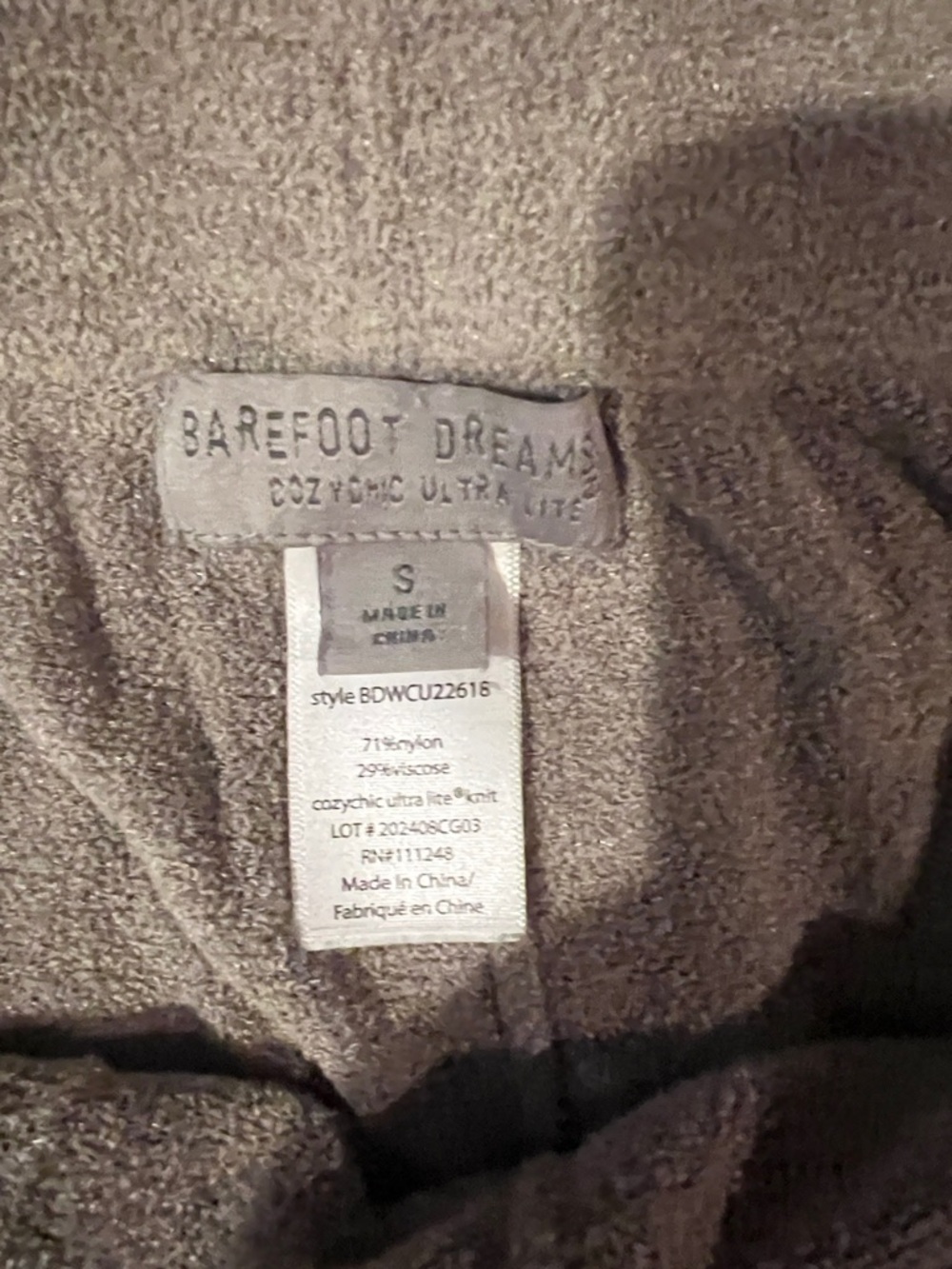 Barefoot Dreams Taupe Knit Straight-Leg Pants & V‑Neck Sweater Set - Picture 6 of 8